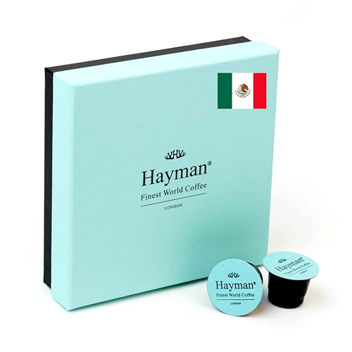 100% Entkoffeinierter aus Mexiko - Frisch geröstet und in Kapseln kompatibel mit Nespresso Original Line-Maschinen - Elegante Schachtel mit 20 Kaffeekapseln von Hayman - Finest World Coffee