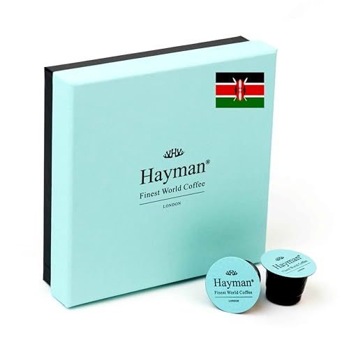 100% Kiunyu-Kirinyaga Kaffee aus Kenia - Frisch geröstet und in Kapseln kompatibel mit Nespresso Original Line-Maschinen - Elegante Schachtel mit 20 Kaffeekapseln von Hayman - Finest World Coffee