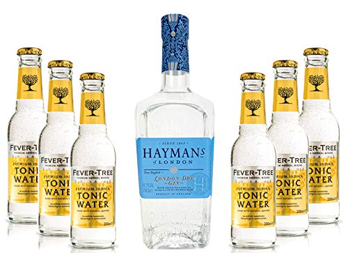 Haymans Dry Gin London 0,7l (41,2% Vol) + 6x Fever Tree Premium Indian Tonic Water 200ml Spirituose Bar Cocktail Longdrink Gin tonic- [Enthält Sulfite] - Inkl. Pfand MEHRWEG von Haymans Gin + Fever Tree Tonic