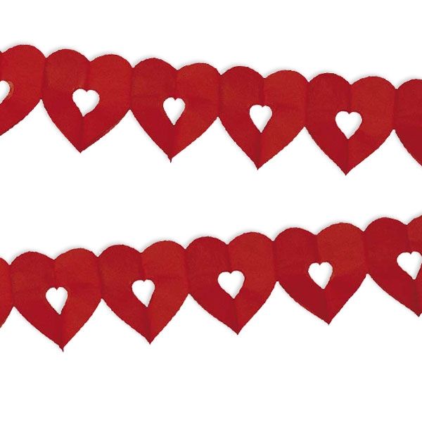 Herzgirlande in Rot, Papiergirlande aus roten Herzen, 6m, 1 Stück von Haza Groep B.V.