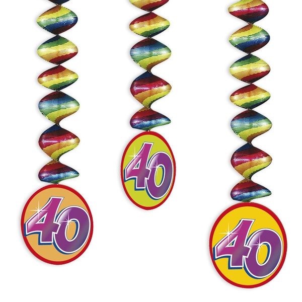 Rotor-Spiralen, Zahl "40", Regenbogen-Farben, 3 Stück von Haza Groep B.V.
