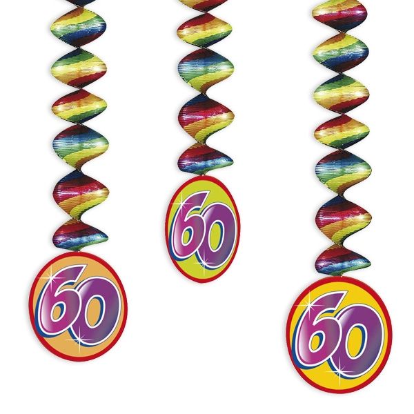 Rotor-Spiralen, Zahl "60", Regenbogen-Farben, 3 Stück von Haza Groep B.V.