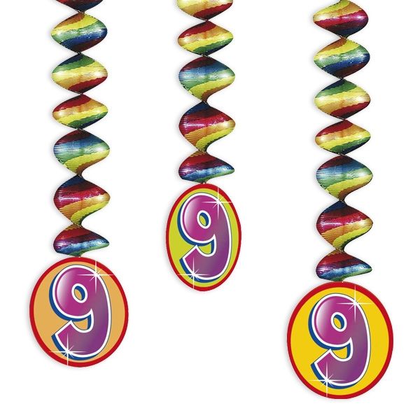 Rotor-Spiralen, Zahl "9", Regenbogen-Farben, 3 Stück von Haza Groep B.V.