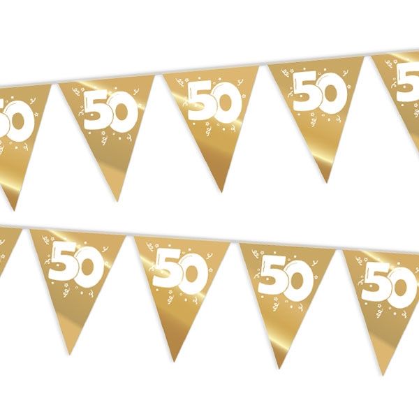 Wimpelkette, gold  Zahl "50", für Goldhochzeit/50. Geburtstag, 10m von Haza Groep B.V.