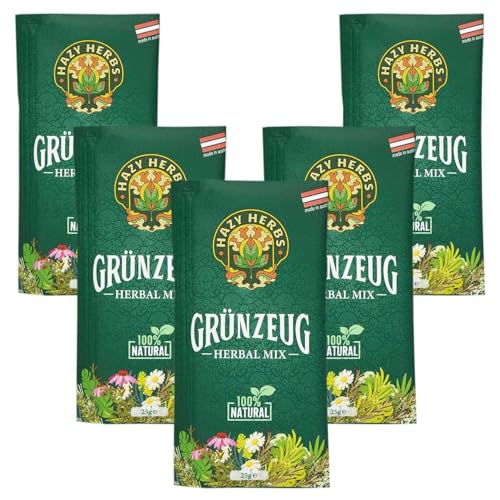 5er-Pack | HAZY HERBS | Kräutertee-Mischung "Grünzeug" - 100% natürlicher Kräutermix - 5 x 25g feine Mischung von Hazy Herbs