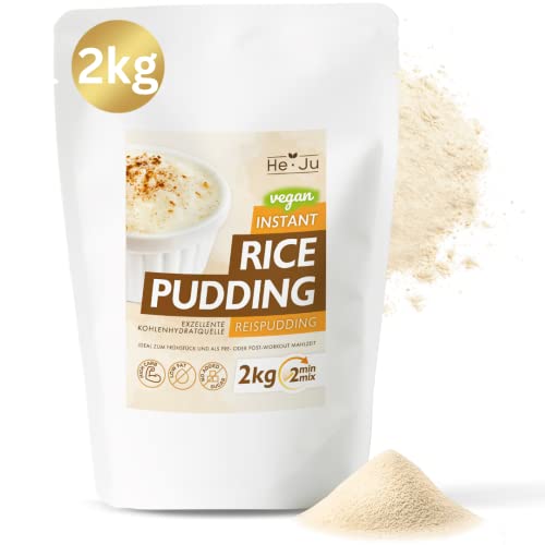 Rice Pudding 2kg, GESCHMACKSNEUTRALER Instant Rice Pudding aus 100% Reisquellmehl für dein ideales Pre oder Post Workout Ricemeal, vegan und ohne Zuckerzusatz von He-Ju