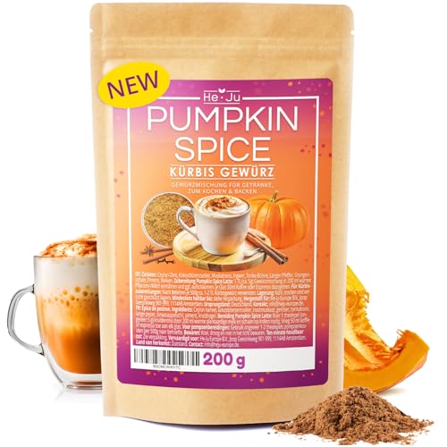 Pumpkin Spice Gewürz für Pumpkin Spice Latte Macchiato 1x 200g, Kürbis Gewürz für Kürbispüree und Kürbiskuchen, natürlich, vegan und glutenfrei von He-Ju