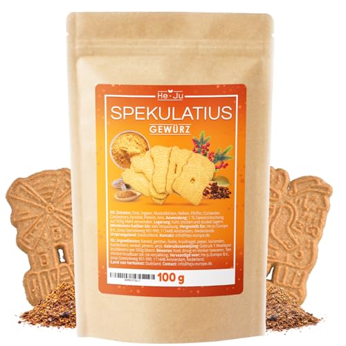 Spekulatiusgewürz 1x 100g, köstliche Spekulatius Gewürzmischung, ideal für Weihnachtsgebäck und Desserts, vegan und glutenfrei und ohne Zuckerzusatz von He-Ju