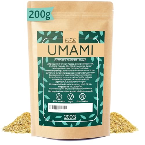 He-Ju Umami Gewürzmischung 200g, Umami Gewürz Vegan, ohne Zusätze, Alleswürzer Gewürz Allrounder Mischung mit vollmundigem Geschmack, Universalwürzer von He-Ju