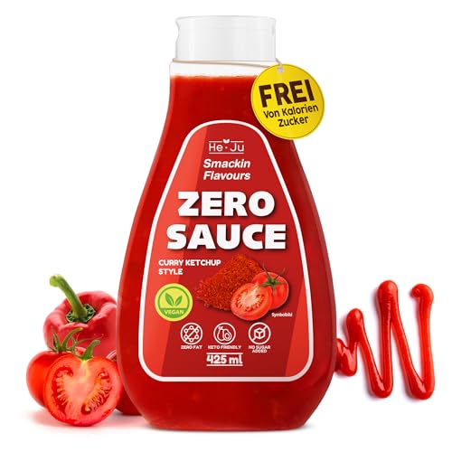 Zero Sauce, 1x 425ml Light Sauce, ohne Fett und ohne Zuckerzusatz, vegan und glutenfrei, Keto Diät geeignet (425 ml (1er Pack), Curry Ketchup Style) von He-Ju