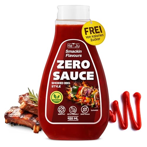 Zero Sauce Smoked BBQ 1x 425ml Light Sauce, ohne Fett und ohne Zuckerzusatz, vegan und glutenfrei, Keto Diät geeignet (425 ml (1er Pack), Smoked BBQ Style) von He-Ju