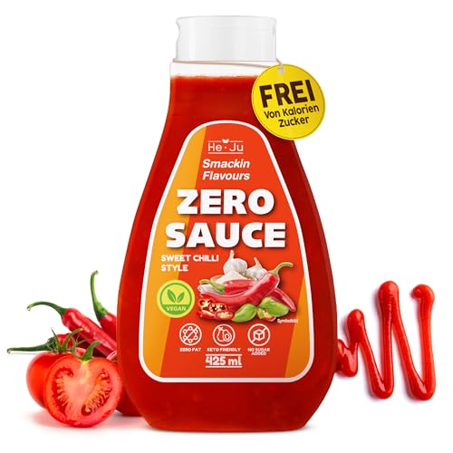 Zero Sauce Sweet Chili 1x 425ml Light Sauce, ohne Fett und ohne Zuckerzusatz, vegan und glutenfrei, Keto Diät geeignet (425 ml (1er Pack), Sweet Chili Style) von He-Ju