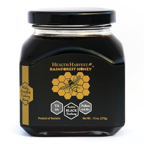 Prämie Tualang Schwarzer Honig 375g (TA 14+, Pollenzahl 4,8 M+, Pollenvielfalt 150+) Intensive Wahl für Männer, Konservierung, roh, nicht pasteurisiert, ungefiltert Prämie Tualang Schwarzer Honig 375g (TA 14+, Pollenzahl 4,8 M+, Pollenvielfalt 150+) Intensive Wahl für Männer, Konservierung, roh, nicht pasteurisiert, ungefiltert von Health Harvest