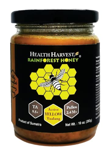 Gelber Honig von Tualang, 280g (TA 9,5+, Pollenzahl 2,4 M+, Pollenvielfalt 100+), milde Wahl für Kinder, wild gereift auf 250 Fuß hohen Baumkronen, roh, nicht pasteurisiert, ungefiltert Gelber Honig von Tualang, 280g (TA 9,5+, Pollenzahl 2,4 M+, Pollenvielfalt 100+), milde Wahl für Kinder, wild gereift auf 250 Fuß hohen Baumkronen, roh, nicht pasteurisiert, ungefiltert von Health Harvest