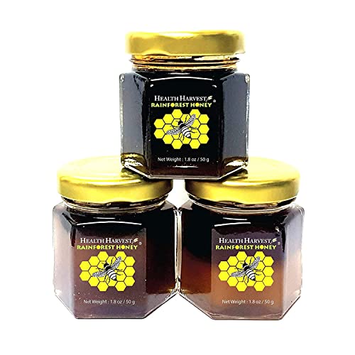 Tualang-Honig 50 g x 3 Gläser (Economy Probierpaket: schwarzer, roter, gelber Honig) | Gesamtaktivität 9,5+ bis 11,5+ | Pollenzahl 2,4 Mio.+ bis 4,0 Mio.+ | Pollen 100+ | Mehrfach ausgezeichnet von Health Harvest