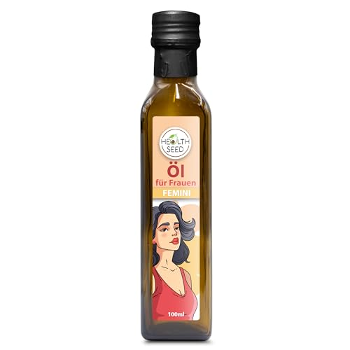 Health Seed® Femini Öl für Frauen - Nachtkerzenöl Leinöl Hanföl Kürbiskernöl - 100% Rein Ungefiltert Kaltgepresst Glasflasche - 100 ml von Health Seed