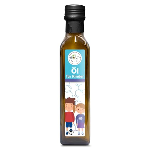 Health Seed® Öl für Kinder - Leinöl Schwarzkümmelöl Kürbiskernöl Nachtkerzenöl - 100% Rein Ungefiltert Kaltgepresst Glasflasche - 250 ml von Health Seed