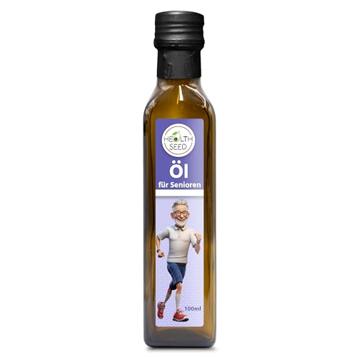 Health Seed® Öl für Senioren - Leinöl Walnussöl Mariendistelöl Schwarzkümmelöl - 100% Rein Ungefiltert Kaltgepresst Glasflasche - 100 ml von Health Seed