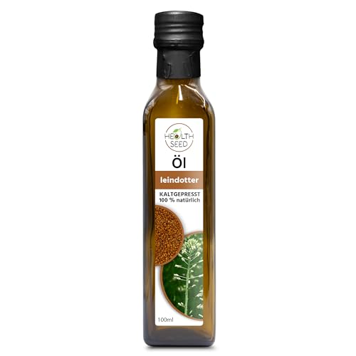 Health Seed® Ungefiltert Leindotteröl - 100% Rein Kaltgepresst Glasflasche - Frisch vom Hersteller - 100 ml von Health Seed