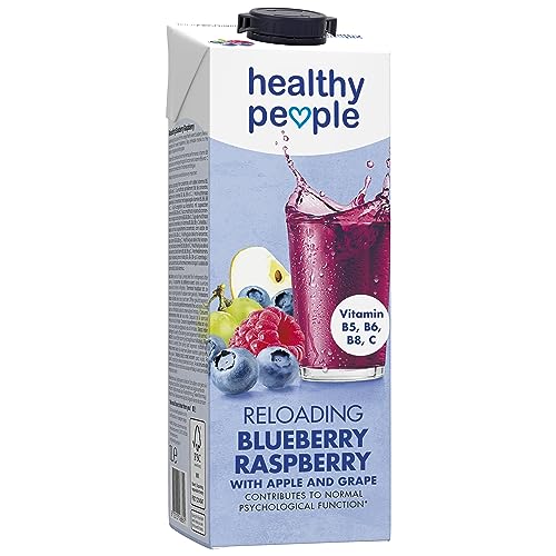 Healthy People Reloading Blueberry Raspberry, 100% Fruchgehalt mit zusätzlichem Vitamin B5, B6, B8 und C, erfrischender Blaubeer Himbeer Saft, 1L von Healthy People