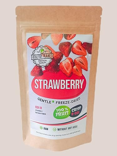 Healthy Planet Strawberry gentle freeze dried fruit | 20g Früchte in Scheiben, 100% Trockenfrüchte - natürlich und ohne Zusatz von Zucker oder Zusatzstoffen | 20g von Healthy Planet Premium quality