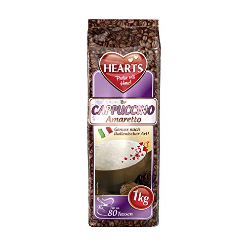 HEARTS Cappuccino Amaretto 10 x 1 kg - Genuss nach italienischer Art, ca. 80 Portionen pro Beutel, Instantkaffee Amaretto, praktische Vorratspackung Amarettokaffee von HEART's