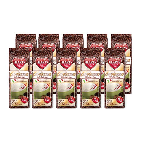 HEARTS Cappuccino White 10 x 1 kg - Genuss nach italienischer Art, ca. 80 Portionen pro Beutel, praktische Familienpackung, intensives Aroma, milchig und cremig von HEARTS
