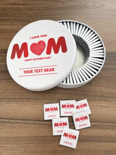 I Love You Mom Happy Mother's Day Design - Mothers Day - Custom Chocolate favor for Mother - Multi Design - Mini Chocolate - Personalized - Unique - Customizable (30) von Hediyenza