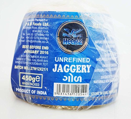 Heera Jaggery | Unrefined Cane Sugar | Unraffinierter Rohrzucker (GOOR) 450g von LAOSEP