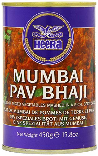Heera Mumbai Pav Bhaji Gemüse-Mischung in reichhaltiger Sauce Pikant - 450g - 2er-Packung von Heera