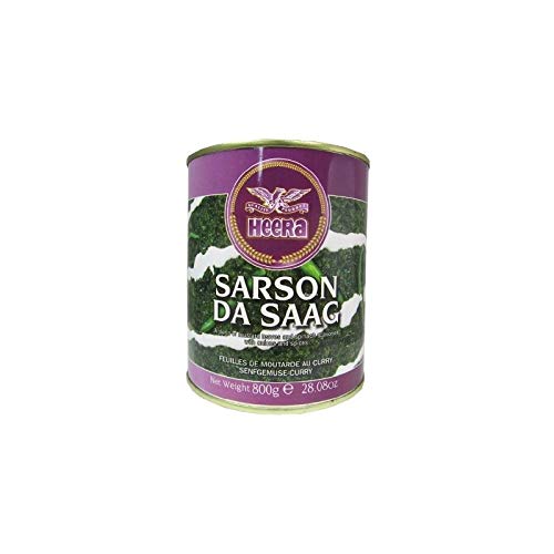 Heera Sarsan Da Saag Senfblätter & Spinat mit Zwiebeln und Gewürz - 450g - 3er-Packung von Heera