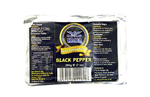 Heera - mini Papadam - schwarzer Pfeffer Geschmack - 200g x 2 Doppelpack von Heera