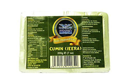 Heera - mini Papadums - Kreuzkuemmel Geschmack - 200g x 3, 3-er Pack von Heera