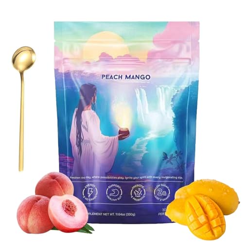 Yerba Magic Peach Mango | Yerba Mate Instant Tea Powder, Mate Tea Supplements with Prebiotics and Probiotics, 4-in-1 Functional Blend, Magic Strawberry Matcha,Focus and Gut Health (Blue) von Hehimin