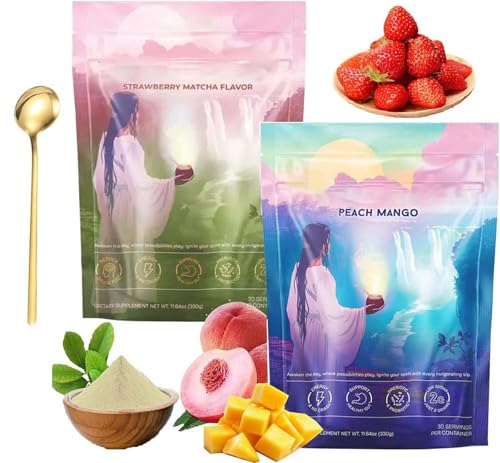 Yerba Magic Peach Mango | Yerba Mate Instant Tea Powder, Mate Tea Supplements with Prebiotics and Probiotics, 4-in-1 Functional Blend, Magic Strawberry Matcha,Focus and Gut Health (Mix-2Pcs) von Hehimin