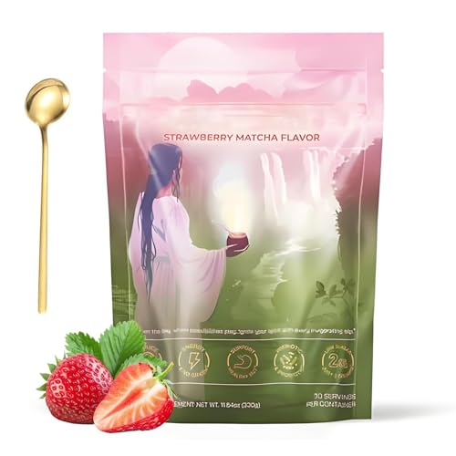 Yerba Magic Peach Mango | Yerba Mate Instant Tea Powder, Mate Tea Supplements with Prebiotics and Probiotics, 4-in-1 Functional Blend, Magic Strawberry Matcha,Focus and Gut Health (Pink) von Hehimin