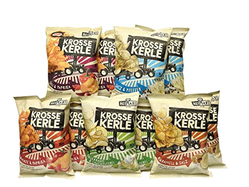 Krosse Kerle Chips | 10er Partybox | HeiMart | 10 Tüten - 5 Sorten | 10 x 115 g von HeiMart