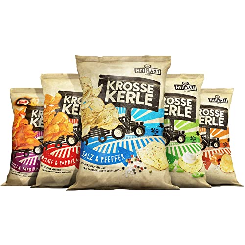 Krosse Kerle Chips | 5er Kennlernbox | HeiMart | 5 Tüten - 5 Sorten | 5 x 115 g von HeiMart