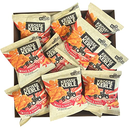 Krosse Kerle Chips | HeiMart | Mini - kleine Tüten | Tomate & Paprika | 60er Box | regional | glutenfrei | vegan | 60 x 25 g von HeiMart