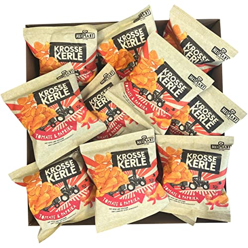 Krosse Kerle Chips | HeiMart | Mini - kleine Tüten | Tomate & Paprika | 60er Box | regional | glutenfrei | vegan | 60 x 25 g von HeiMart