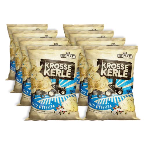 Krosse Kerle Chips | HeiMart | Salz & Pfeffer | 8er Box | regional | glutenfrei | vegan | 8 x 115 g von HeiMart