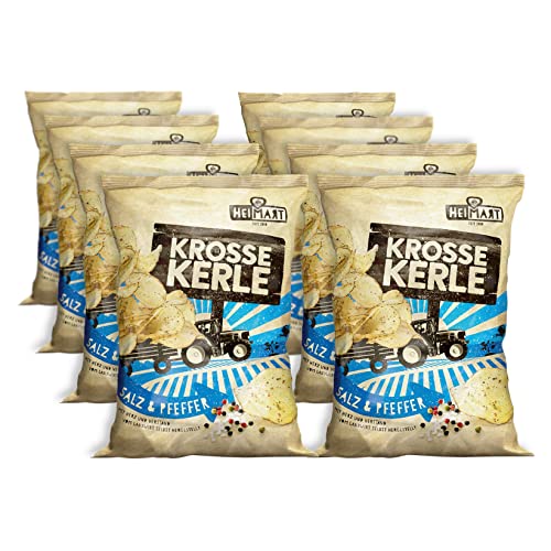 Krosse Kerle Chips | HeiMart | Salz & Pfeffer | 8er Box | regional | glutenfrei | vegan | 8 x 115 g von HeiMart