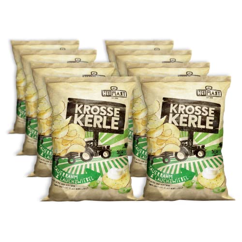 Krosse Kerle Chips | HeiMart | Sauerrahm & Lauchzwiebel | 8er Box | regional | glutenfrei | vegetarisch | 8 x 115 g von HeiMart