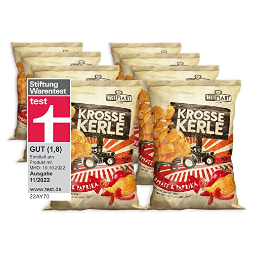 Krosse Kerle Chips | HeiMart | Tomate & Paprika | 8er Box | regional | glutenfrei | vegan | 8 x 115 g von HeiMart
