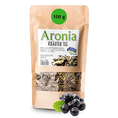 Heide Aronia Kräutertee 100g I Aronia Trester & Kräuter I Ohne Zusatz von Aromen I Vielseitige Kräutermischung I Aroniabeeren aus deutscher Ernte I Premium Qualität von Heide Aronia