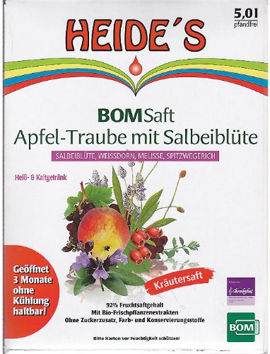 BOMSaft Apfel-Traubensaft mit Salbeiblüte, 5 Liter von Heides-BiB - BOM