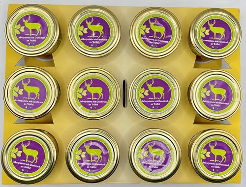 12er Tray Hubertuswild Leberpastete mit Damhirsch an Trüffel 100g Glas von Heidewild