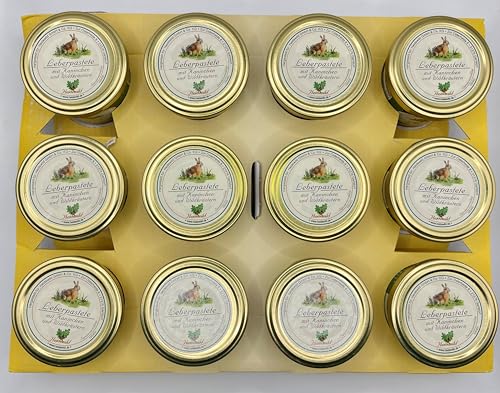 12er Tray Leberpastete mit Kaninchen und Wildkräutern 100g Glas 12er Tray Leberpastete mit Kaninchen und Wildkräutern 100g Glas von Heidewild