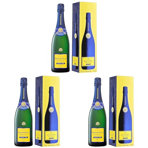 Champagne Monopole Heidsieck Blue Top Brut mit Geschenkverpackung (1 x 0.75 l) (Packung mit 3) von Heidsieck & Co. Monopole