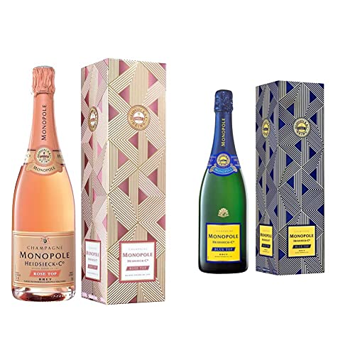 Heidsieck & Co. Monopole Rosé Top Brut Champagner mit Geschenkverpackung, 750ml (1er Pack) & Champagne Monopole Heidsieck Blue Top Brut mit Geschenkverpackung (1 x 0,75 l) von Heidsieck & Co. Monopole